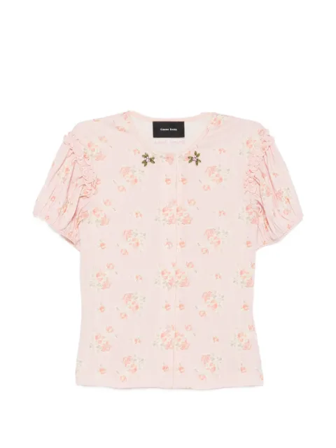 Simone Rocha floral-print ruffled-sleeve T-shirt