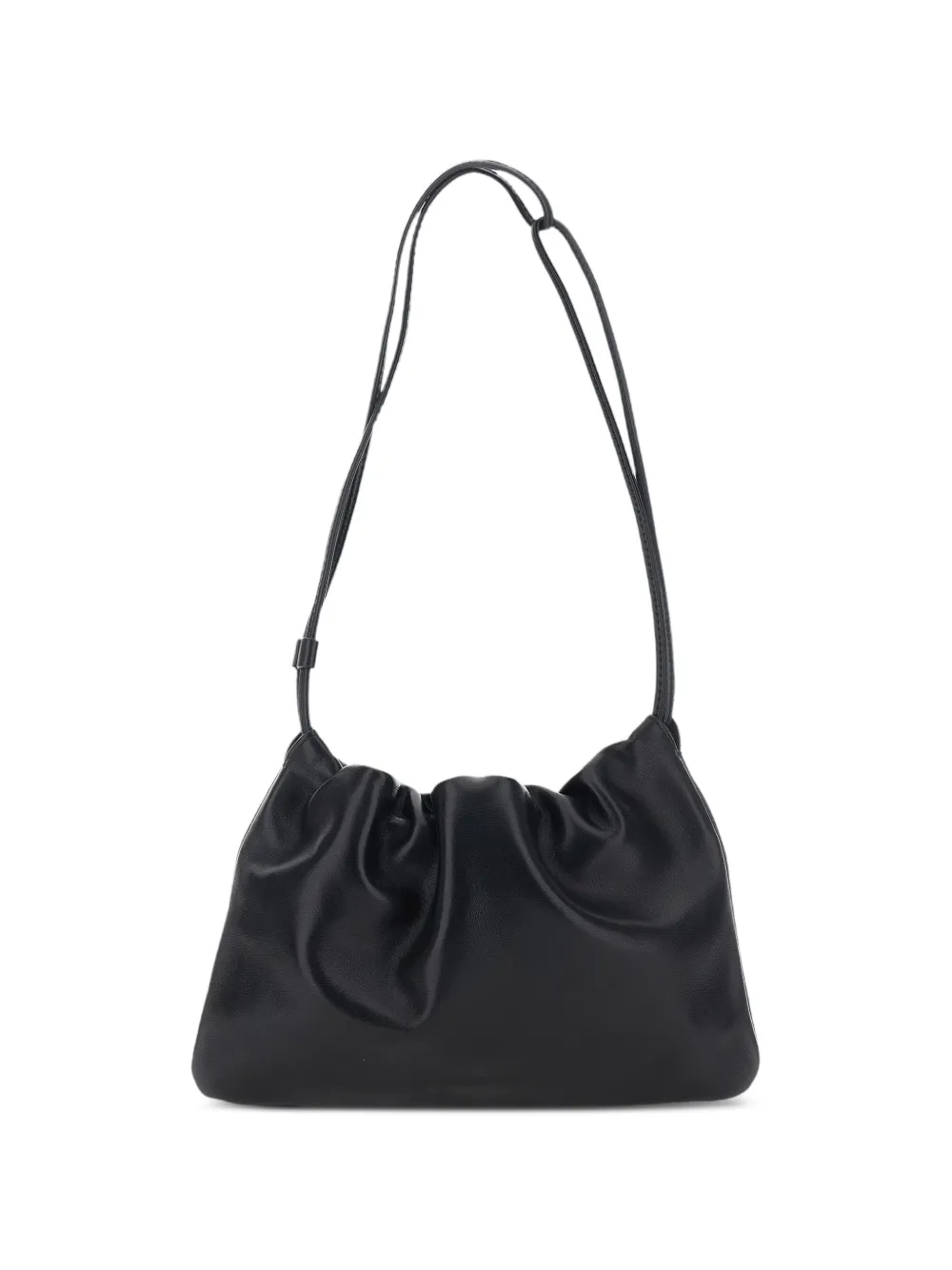 NOTHING WRITTEN Nella ruched leather shoulder bag - Nero