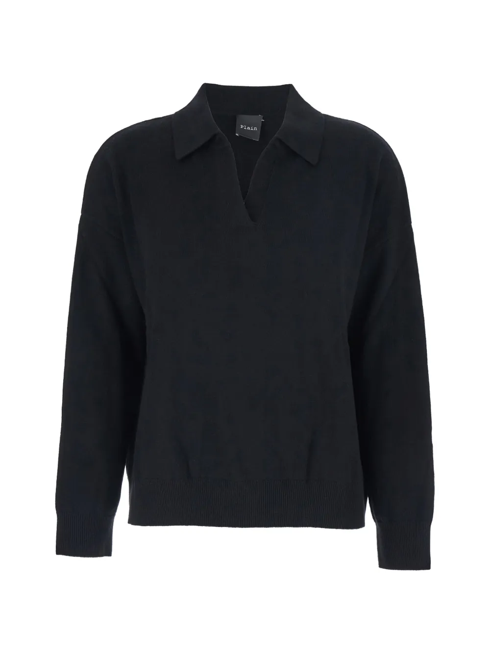 PLAIN polo-collar cashmere sweater - Nero