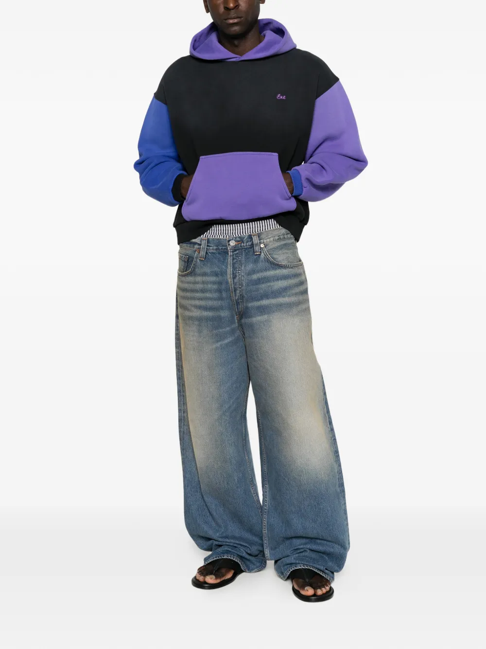 ERL Hoodie met colourblocking Zwart