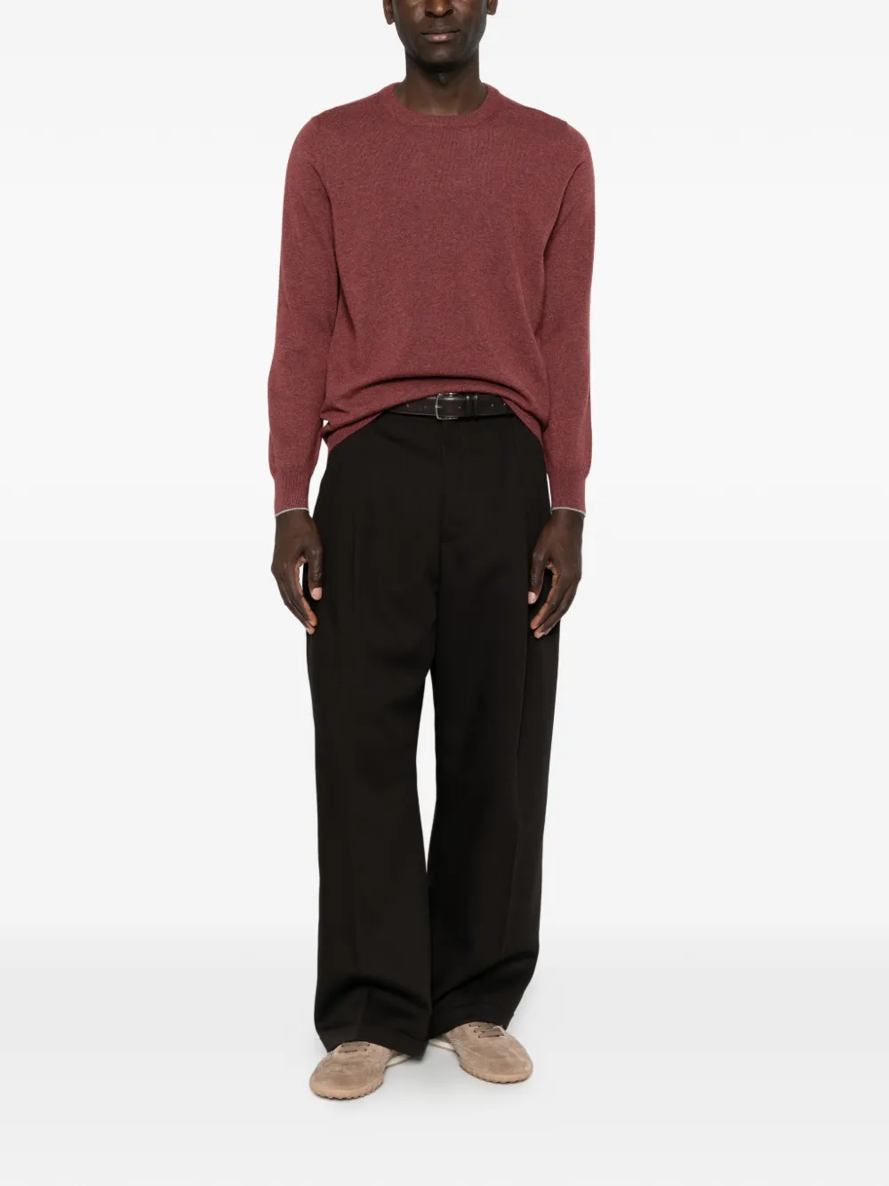 Brunello Cucinelli crew-neck long-sleeve sweater Rood