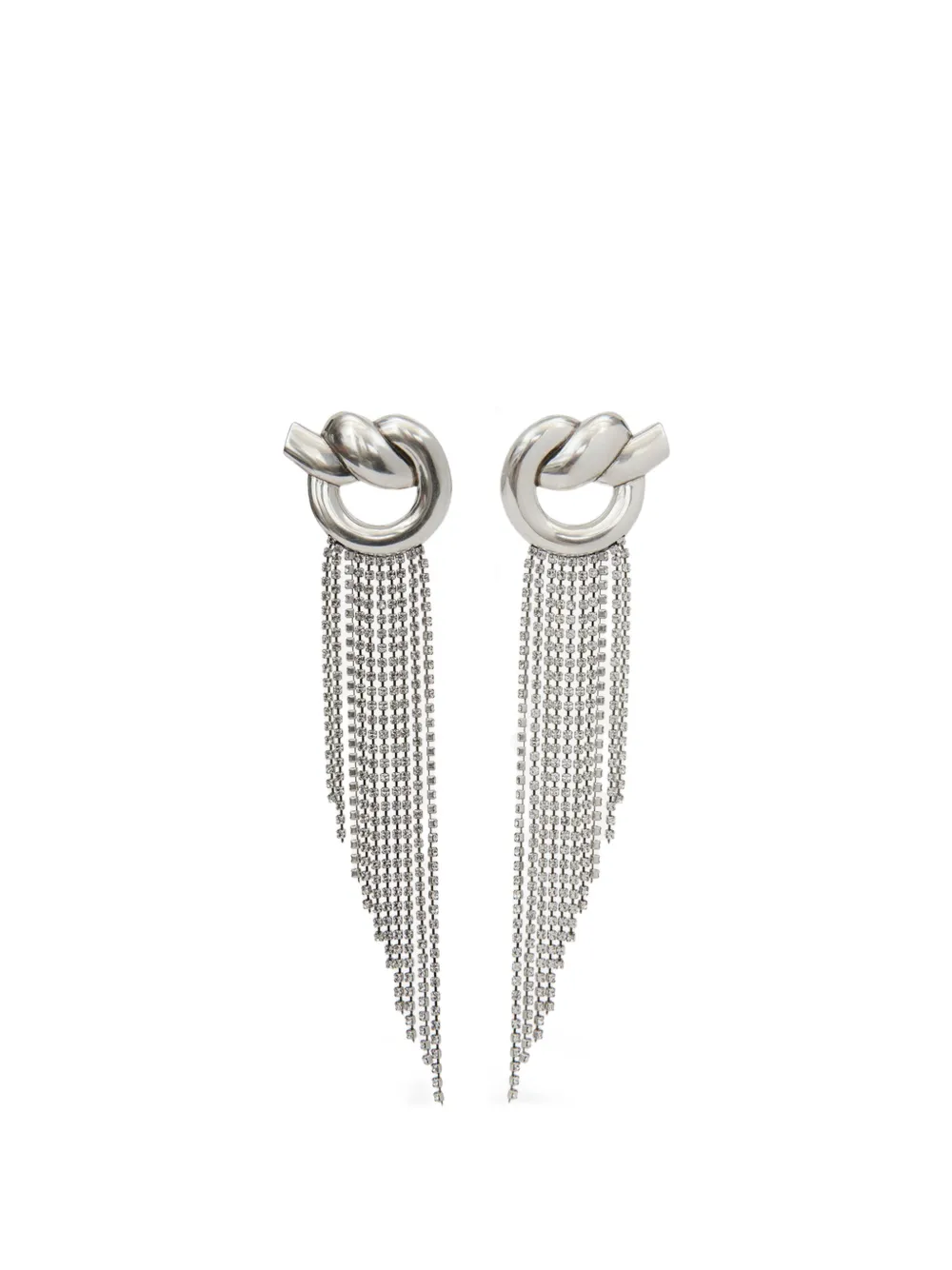 ISABEL MARANT knot-detail rhinestone-fringe earrings - Silber