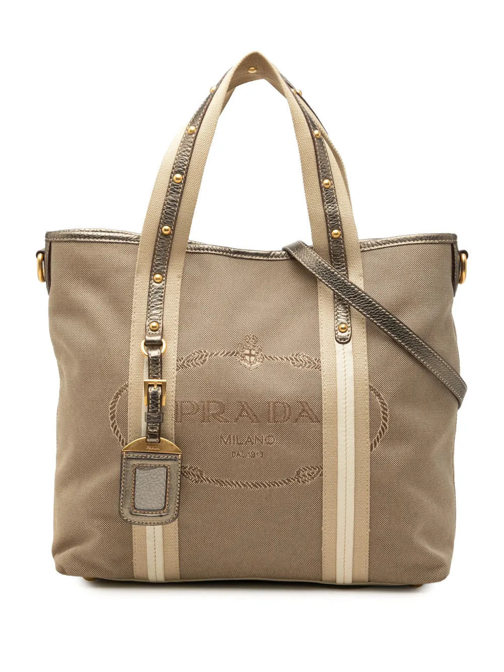 Prada Pre-Owned 2000-2013 Canapa Satchel-Tasche aus Canvas mit Logo - Nude