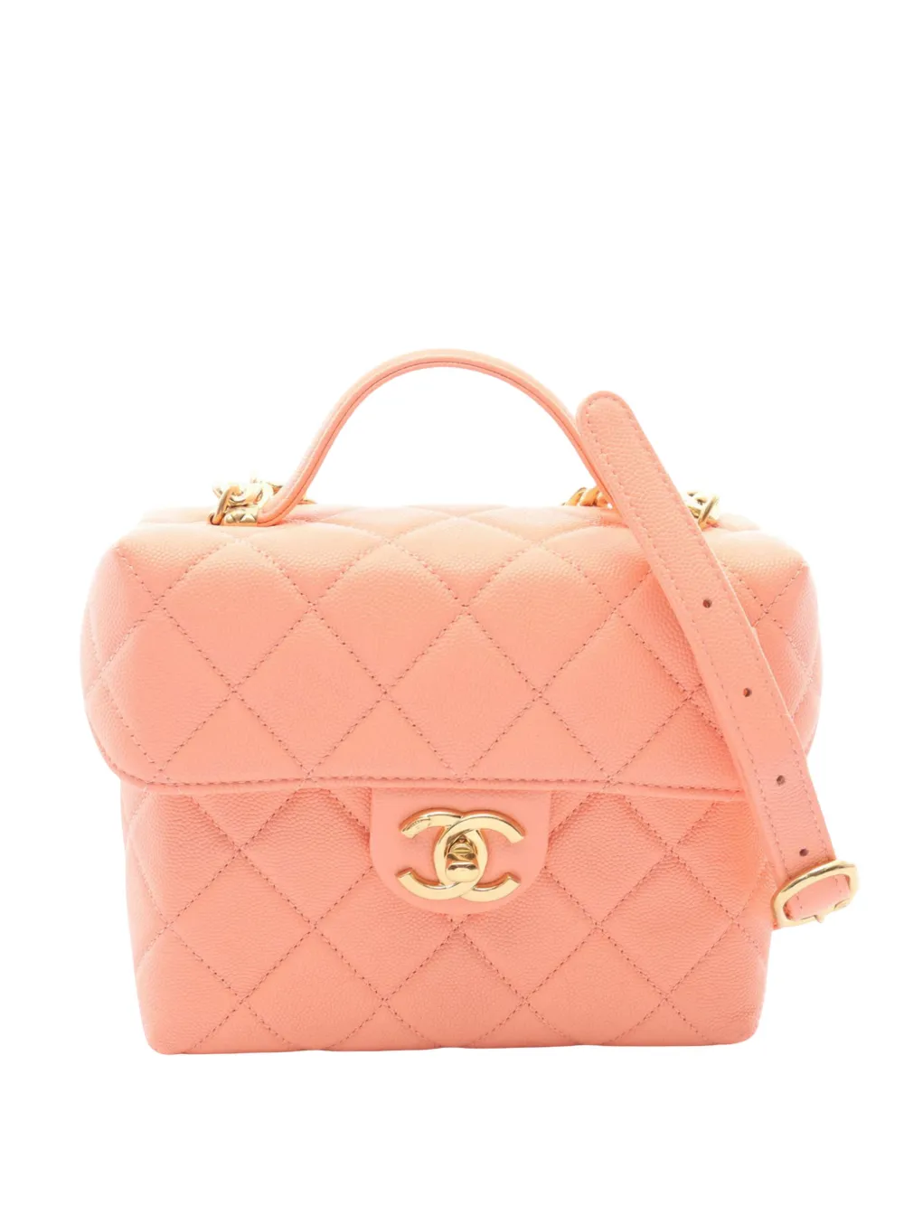 CHANEL Pre-Owned 2021-2026 Quilted Caviar Handy Box Vanity Case with Chain satchel - Rosa