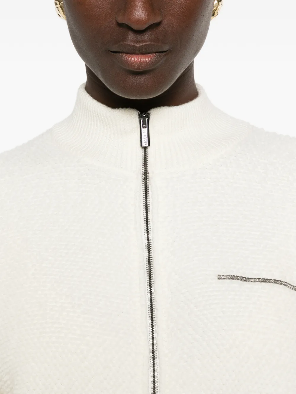 Peserico Vest met textuur en rits Wit