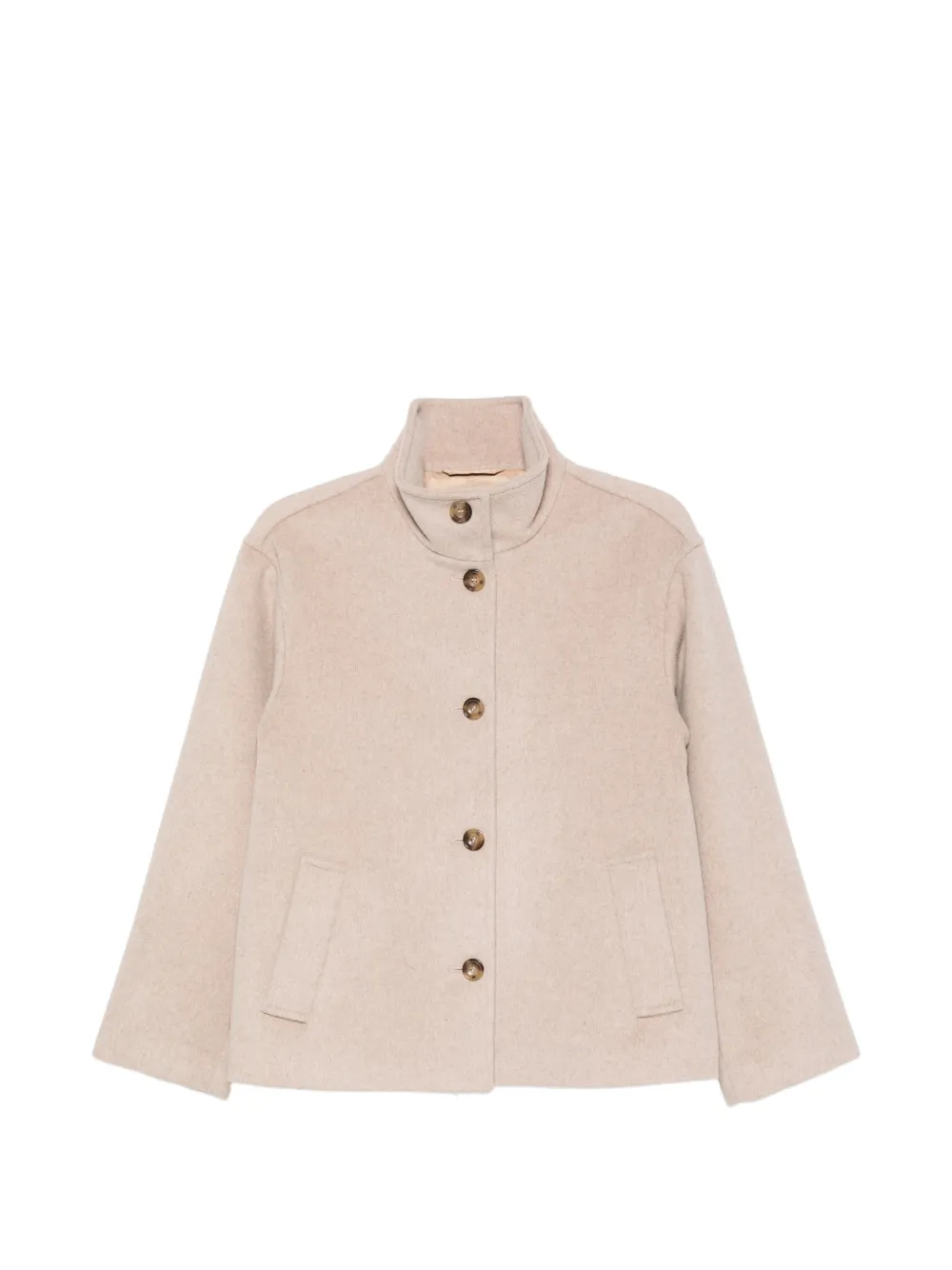 Gant Button-up Funnel-neck Jacket In Animal Print