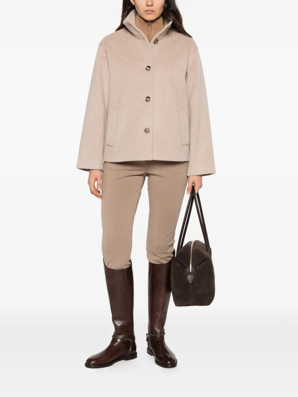 Gant button-up funnel-neck jacket Beige
