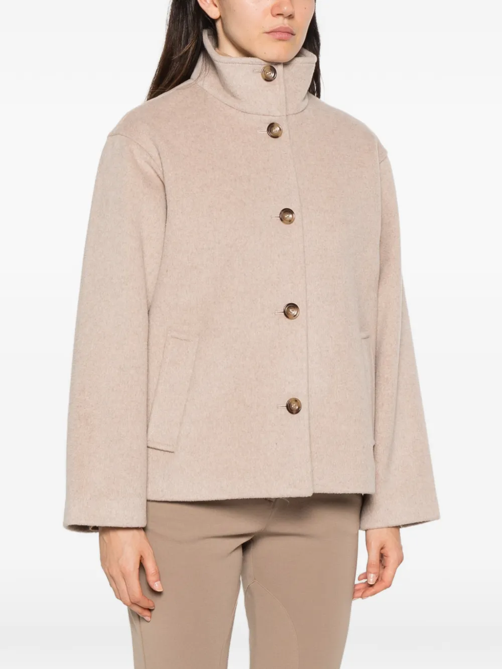 Gant button-up funnel-neck jacket Beige