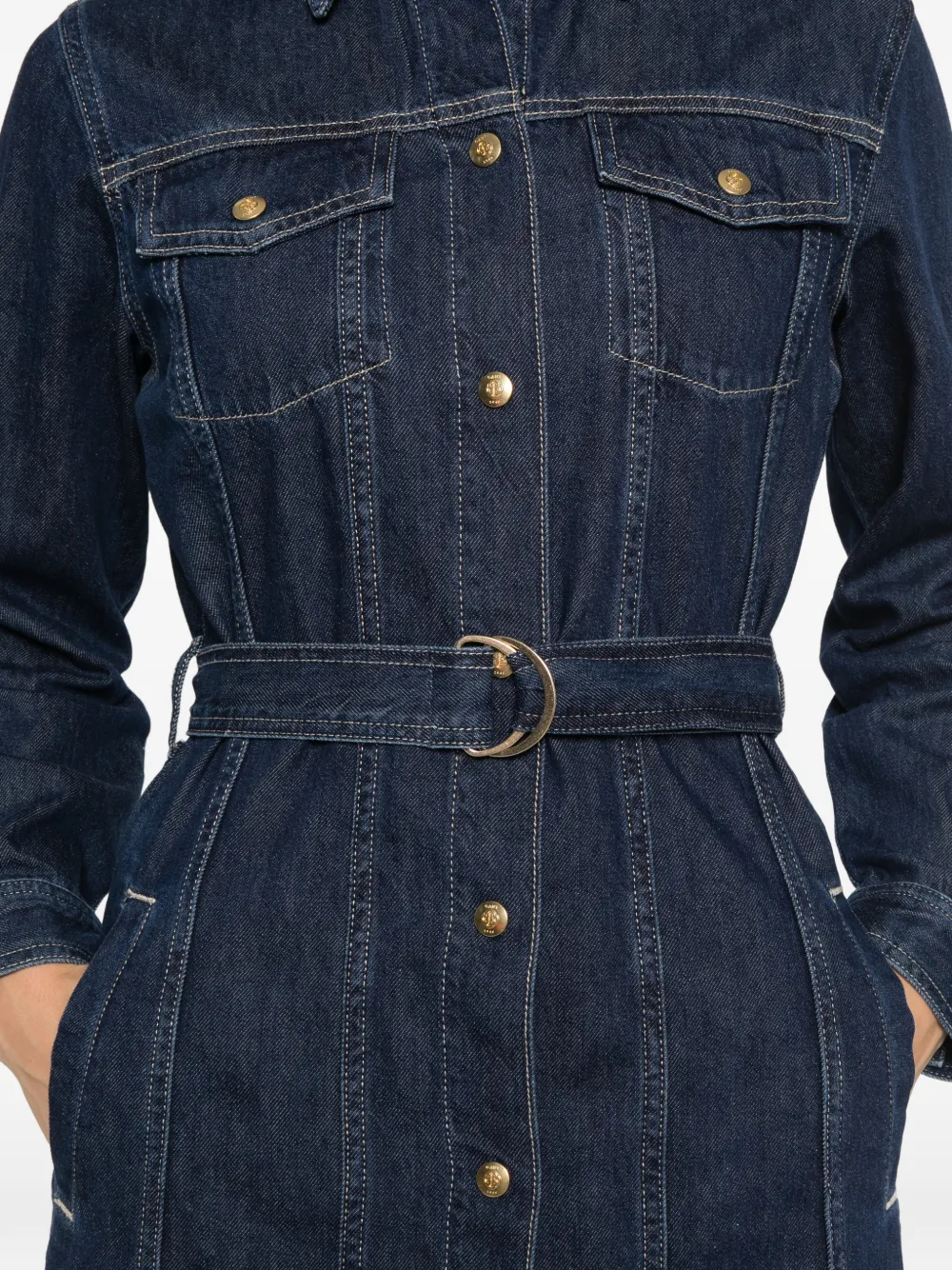 Gant belted denim midi dress Blauw