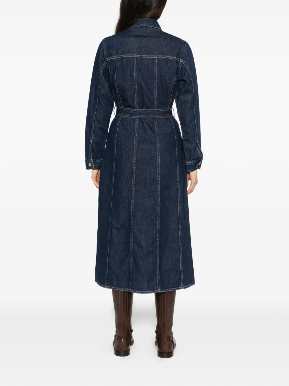 Gant belted denim midi dress Blauw