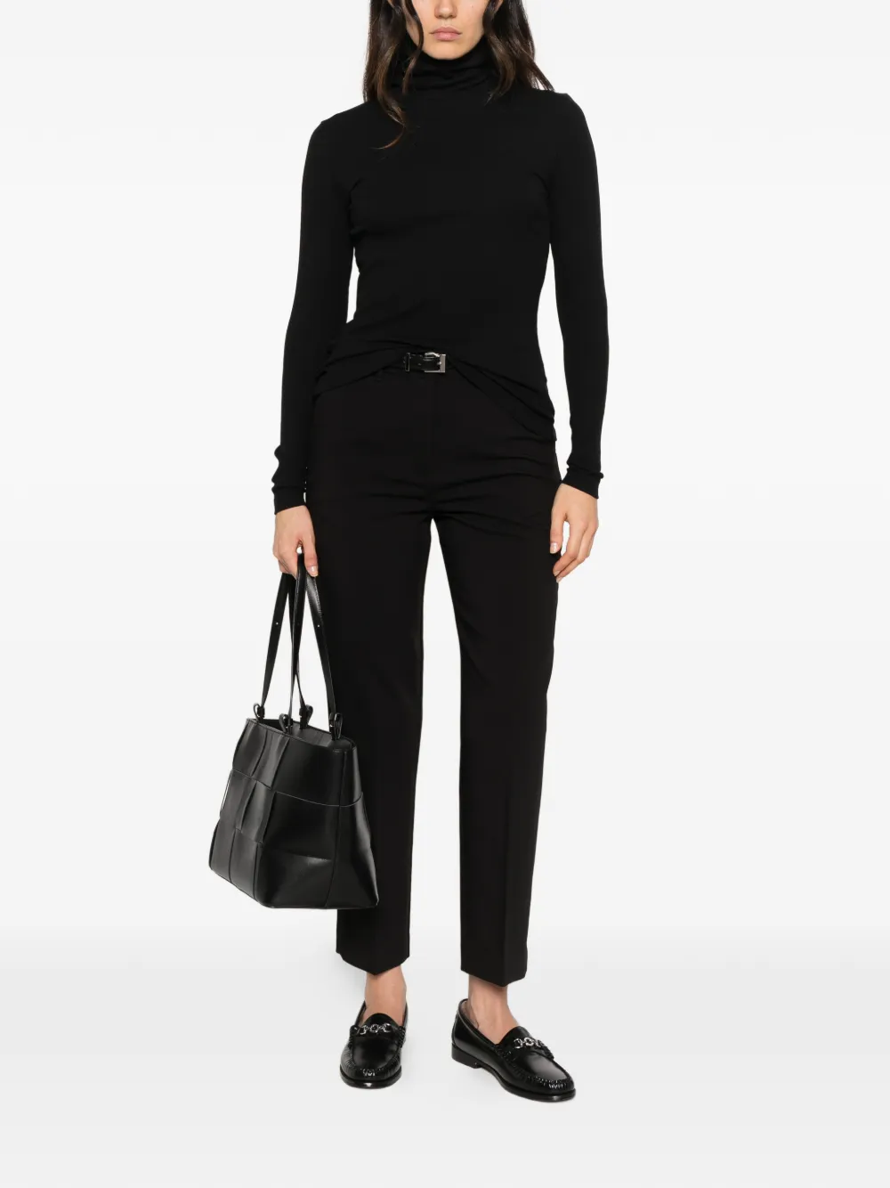 Gant ribbed roll-neck T-shirt Zwart
