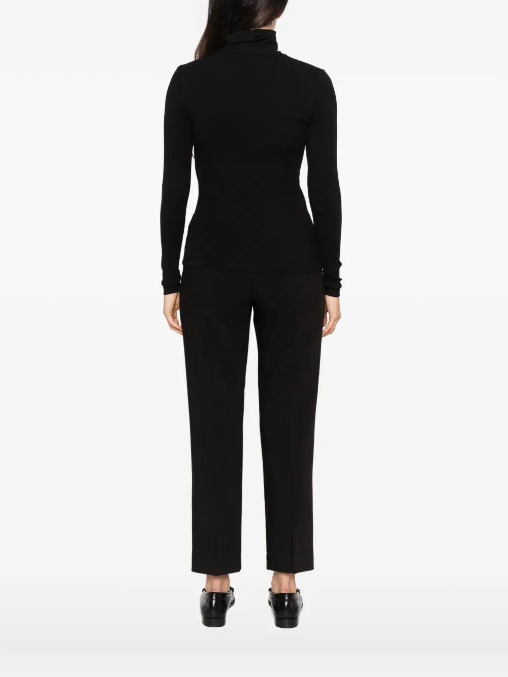 Gant ribbed roll-neck T-shirt Zwart