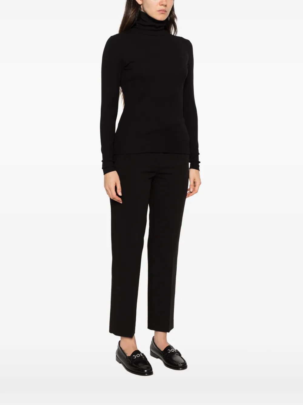 Gant ribbed roll-neck T-shirt Zwart