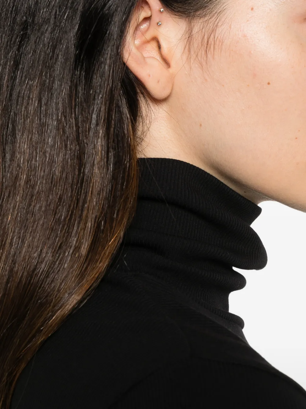 Gant ribbed roll-neck T-shirt Zwart