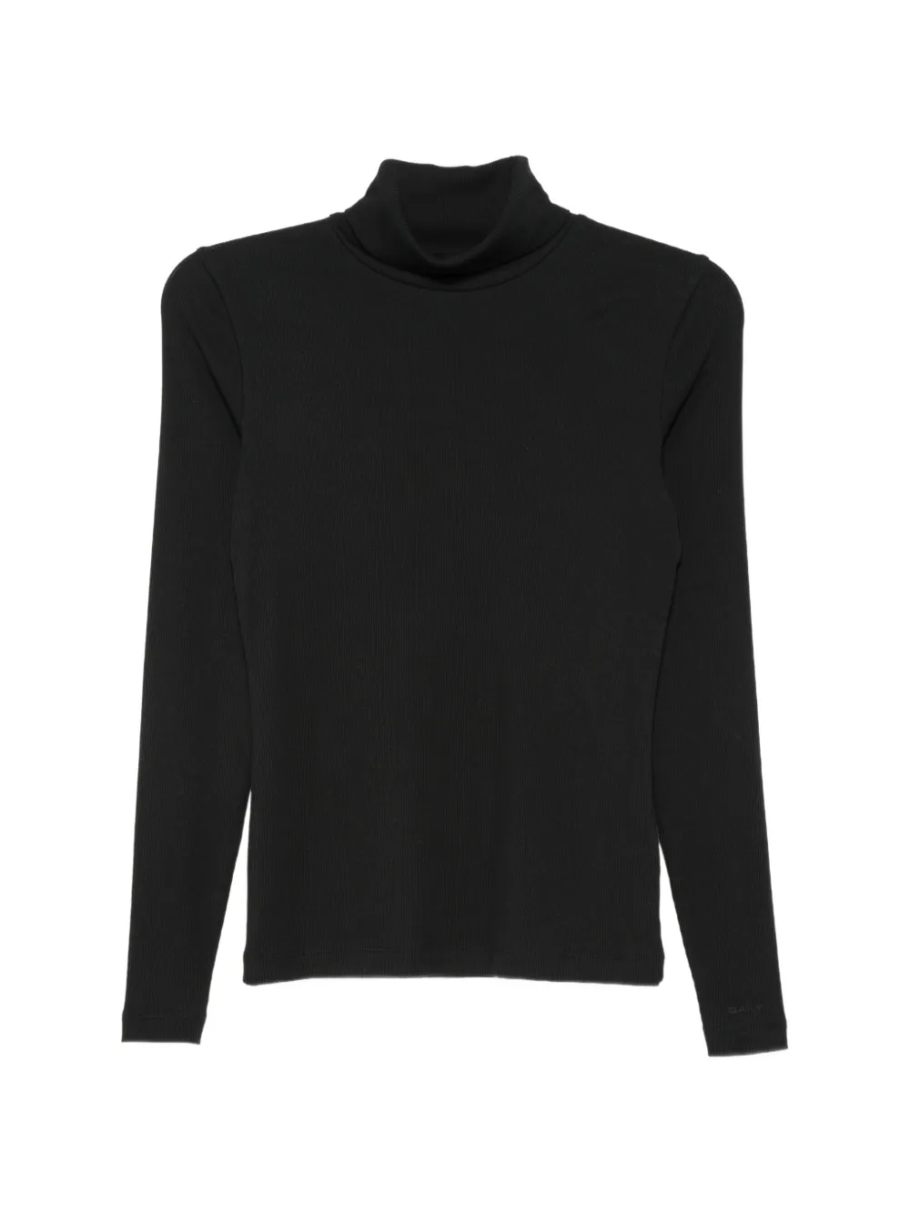 Gant ribbed roll-neck T-shirt Zwart