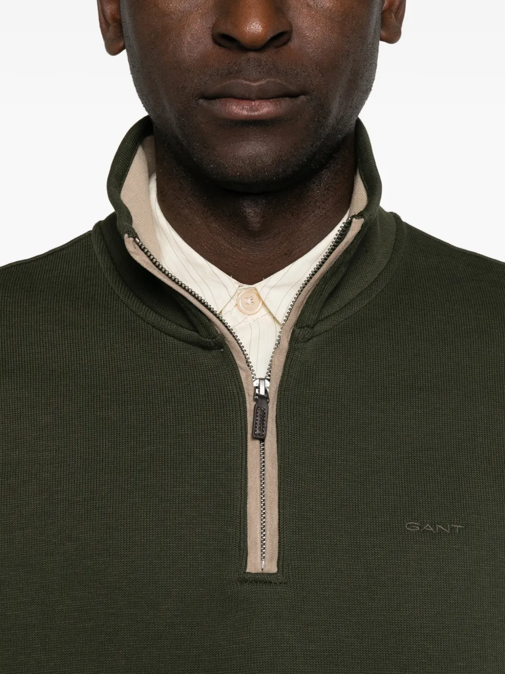 Gant Sacker rib half-zip sweater Groen