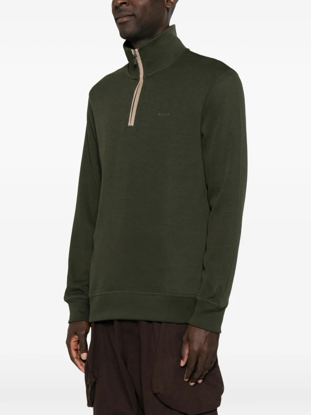 Gant Sacker rib half-zip sweater Groen