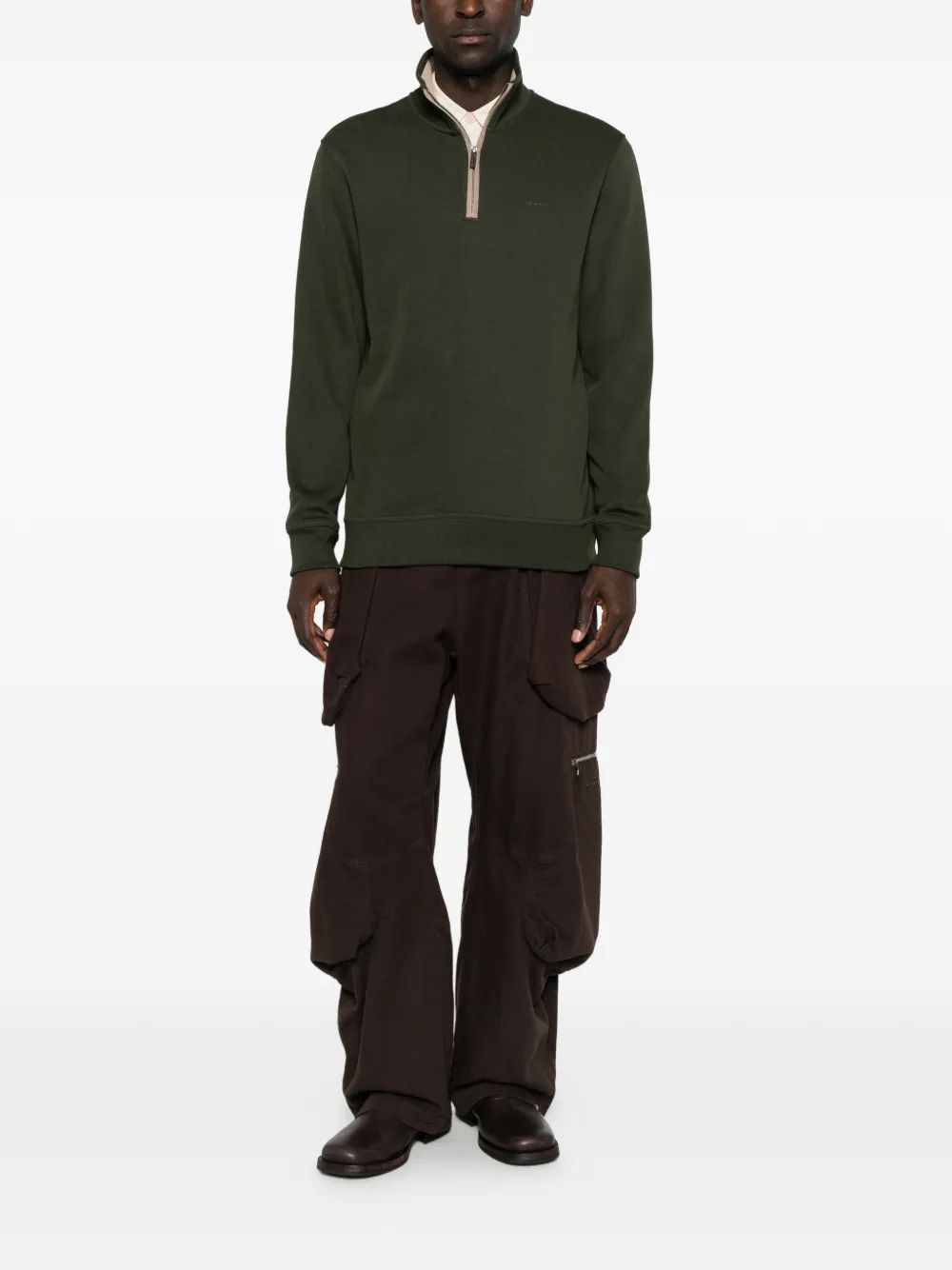 Gant Sacker rib half-zip sweater Groen