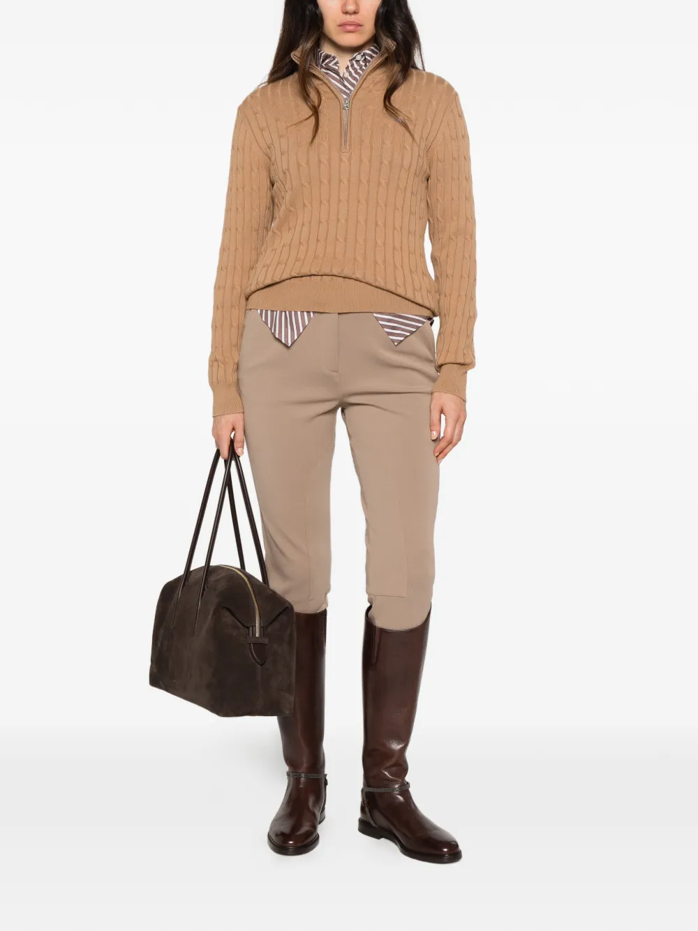 Gant cable-knit half-zip sweater Beige