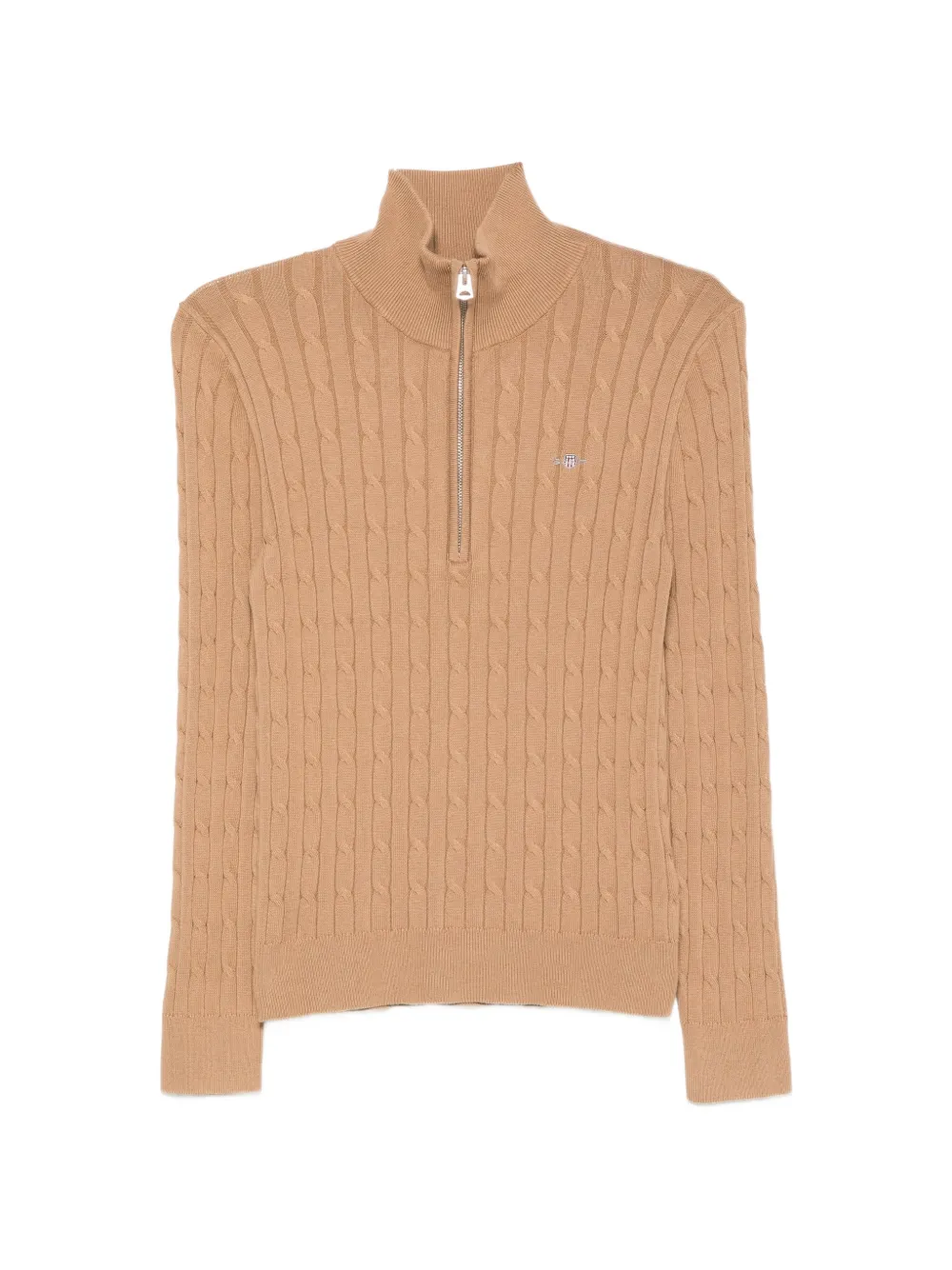 Gant cable-knit half-zip sweater Beige