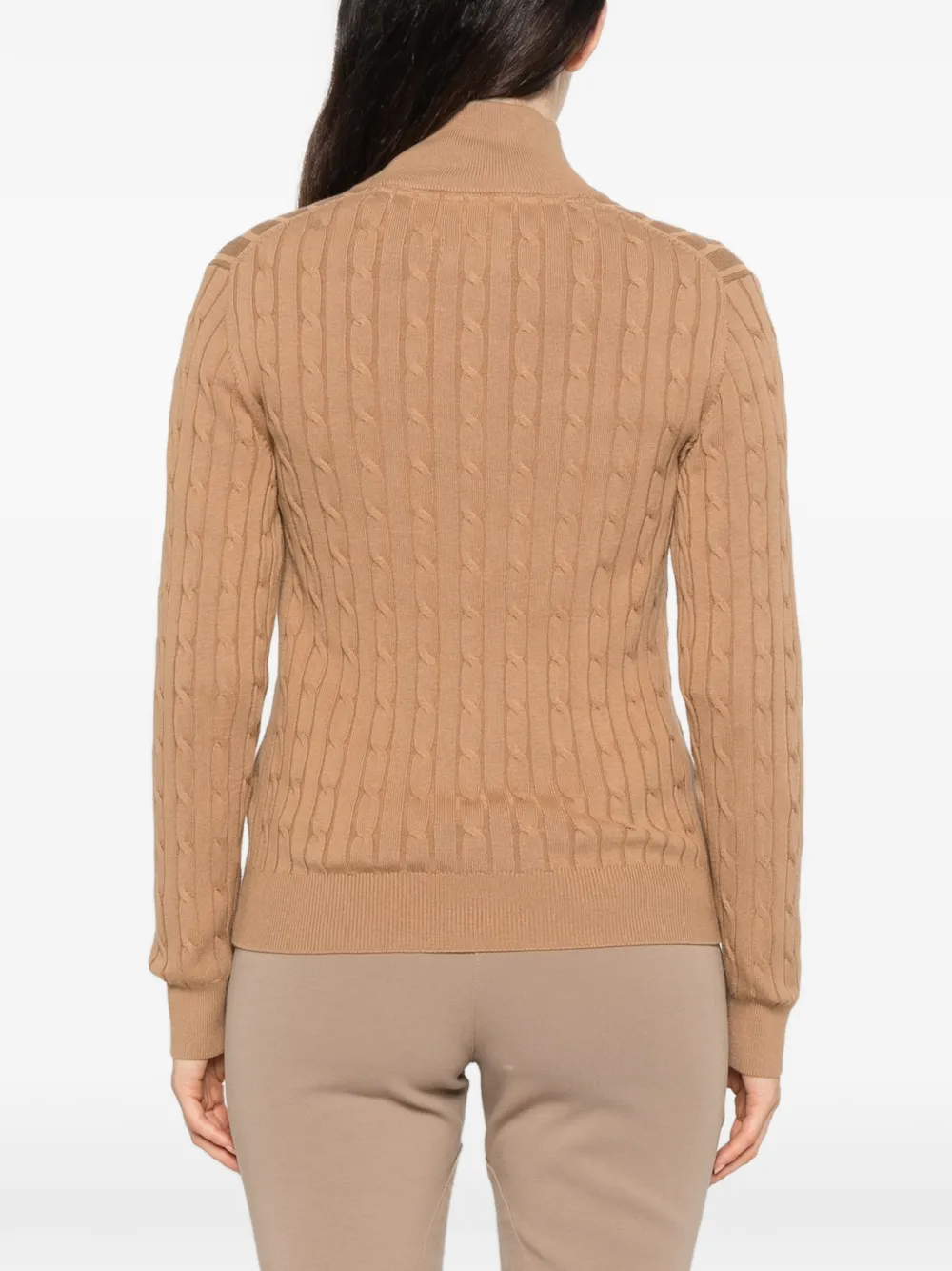 Gant cable-knit half-zip sweater Beige