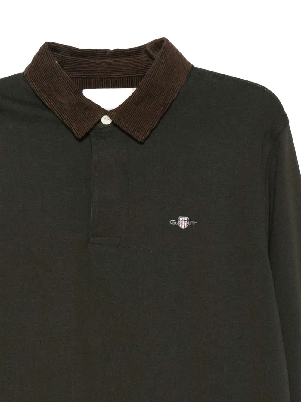 Gant Poloshirt met ribfluwelen kraag en lange mouwen Groen