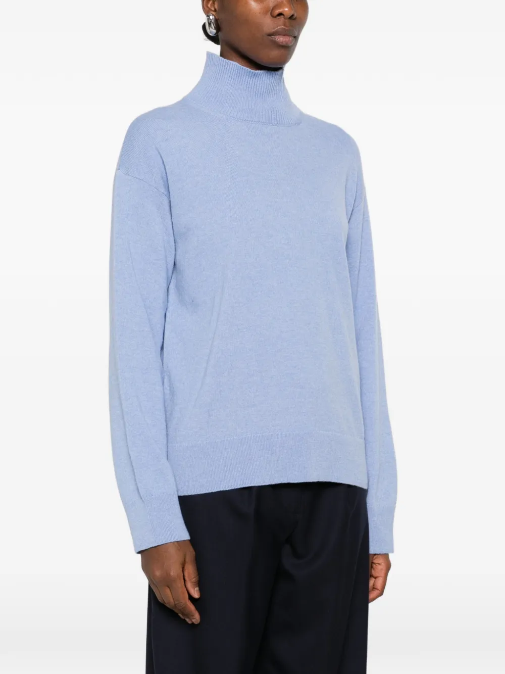 Gant Superfijne lamswollen trui met hoge hals Blauw