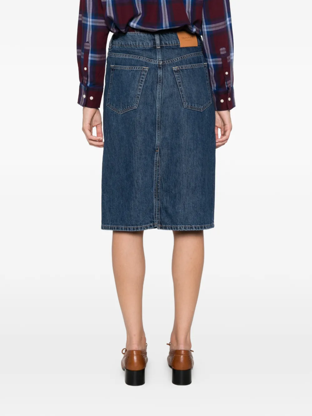 Gant Denim midi-rok met dubbele knoopsluiting Blauw