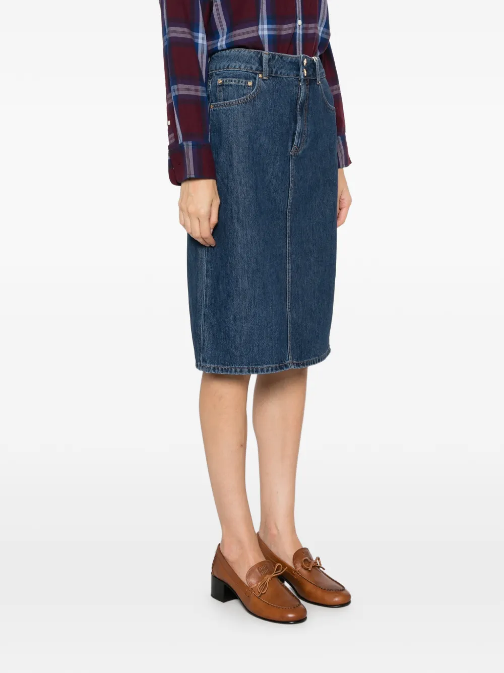Gant Denim midi-rok met dubbele knoopsluiting Blauw