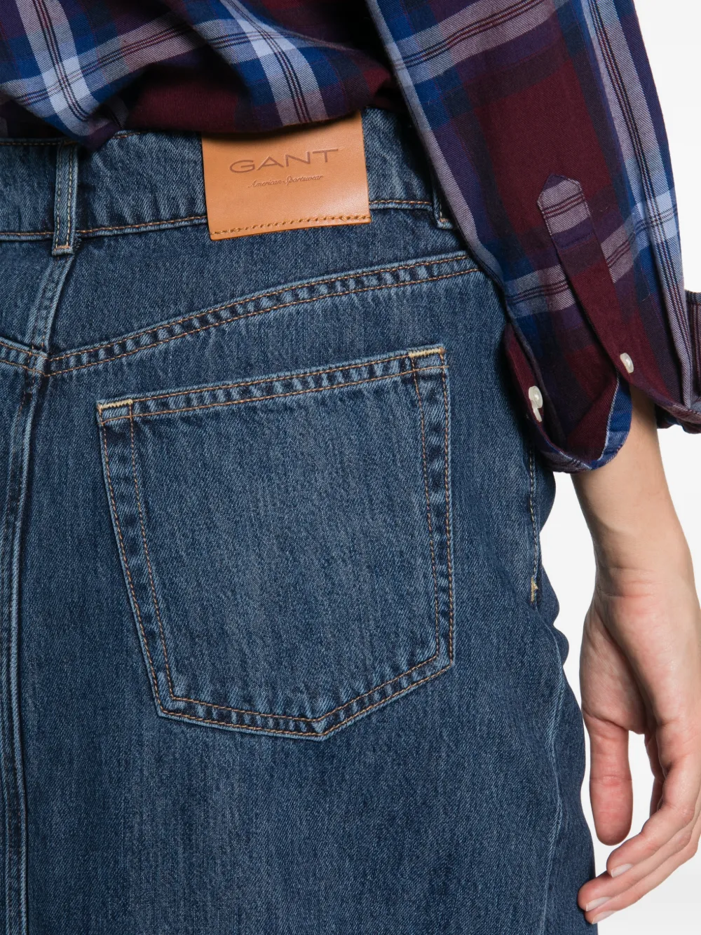 Gant Denim midi-rok met dubbele knoopsluiting Blauw