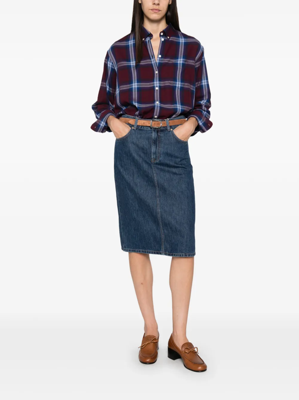 Gant Denim midi-rok met dubbele knoopsluiting Blauw