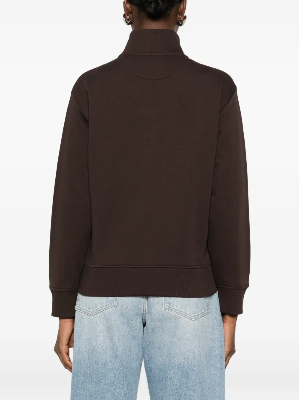 Gant Shield sweater met halve rits Bruin