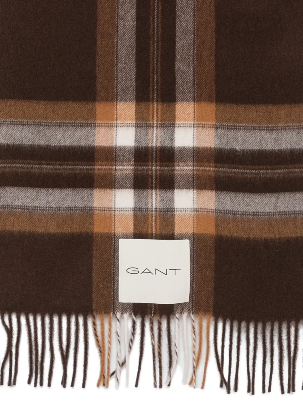 Gant tartan-check wool scarf Bruin