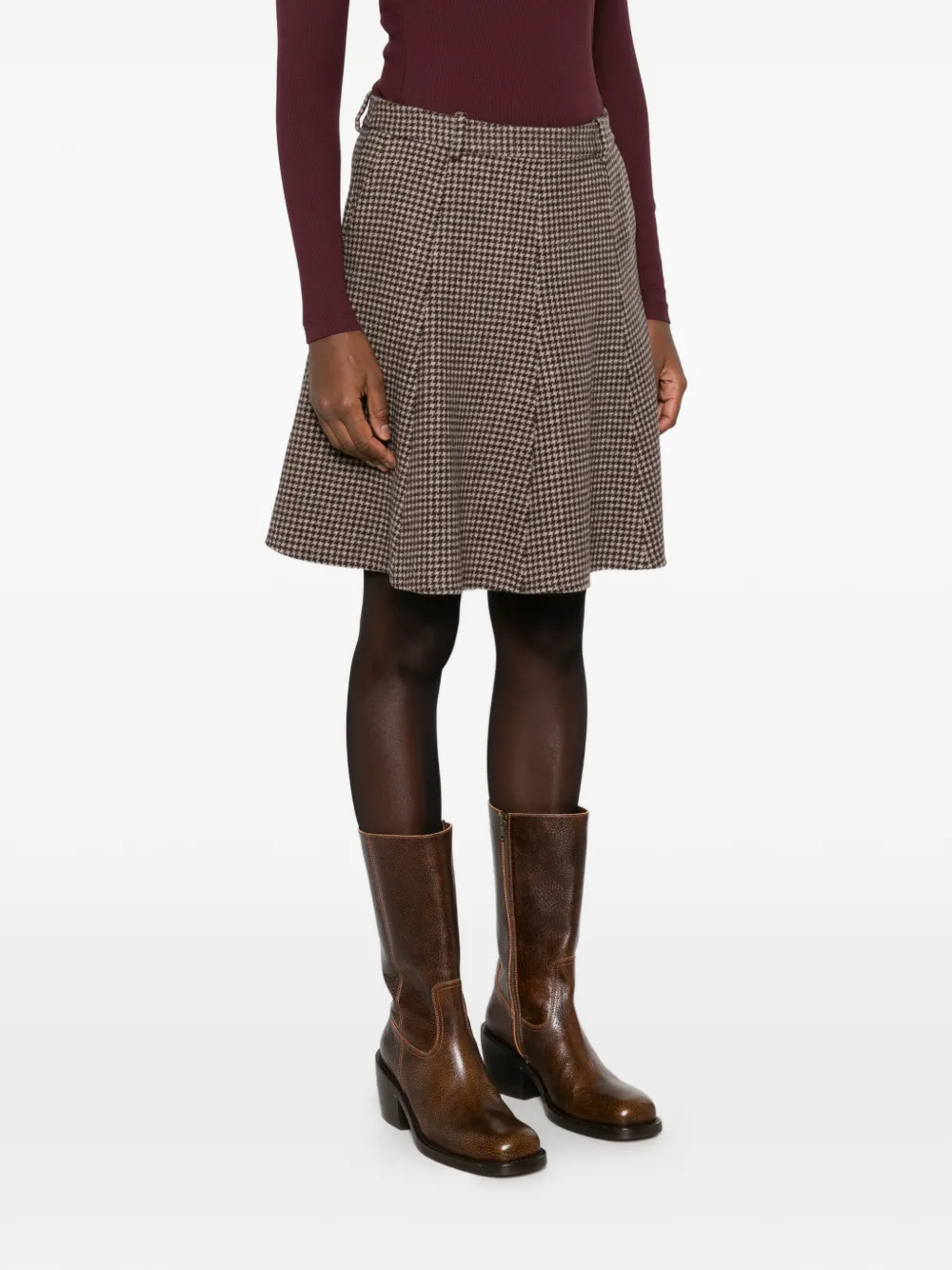 Gant Mini-rok met pied-de-poule print Bruin