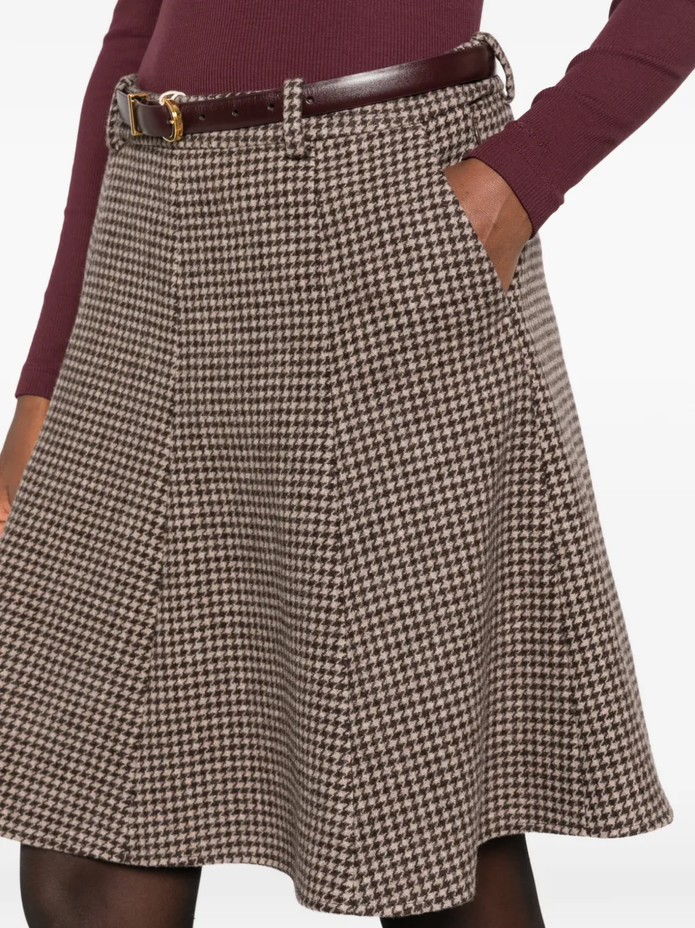Gant Mini-rok met pied-de-poule print Bruin