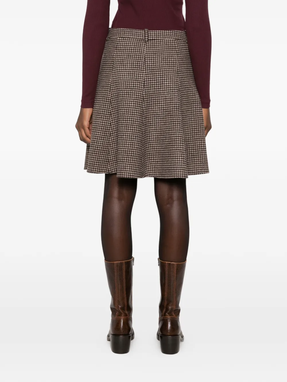 Gant Mini-rok met pied-de-poule print Bruin