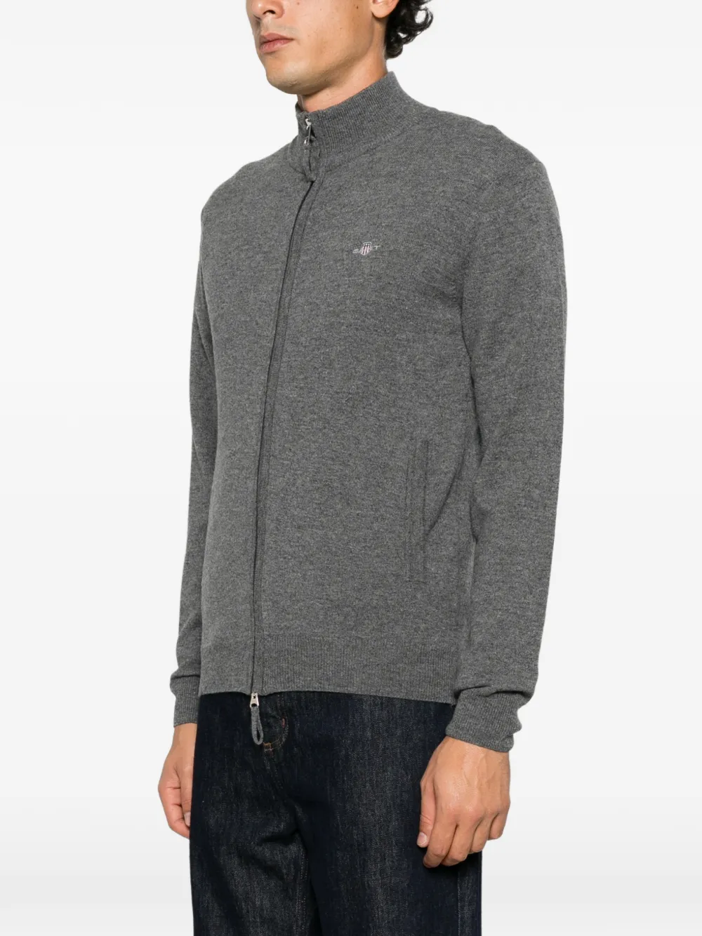 Gant zip-up cardigan Grijs