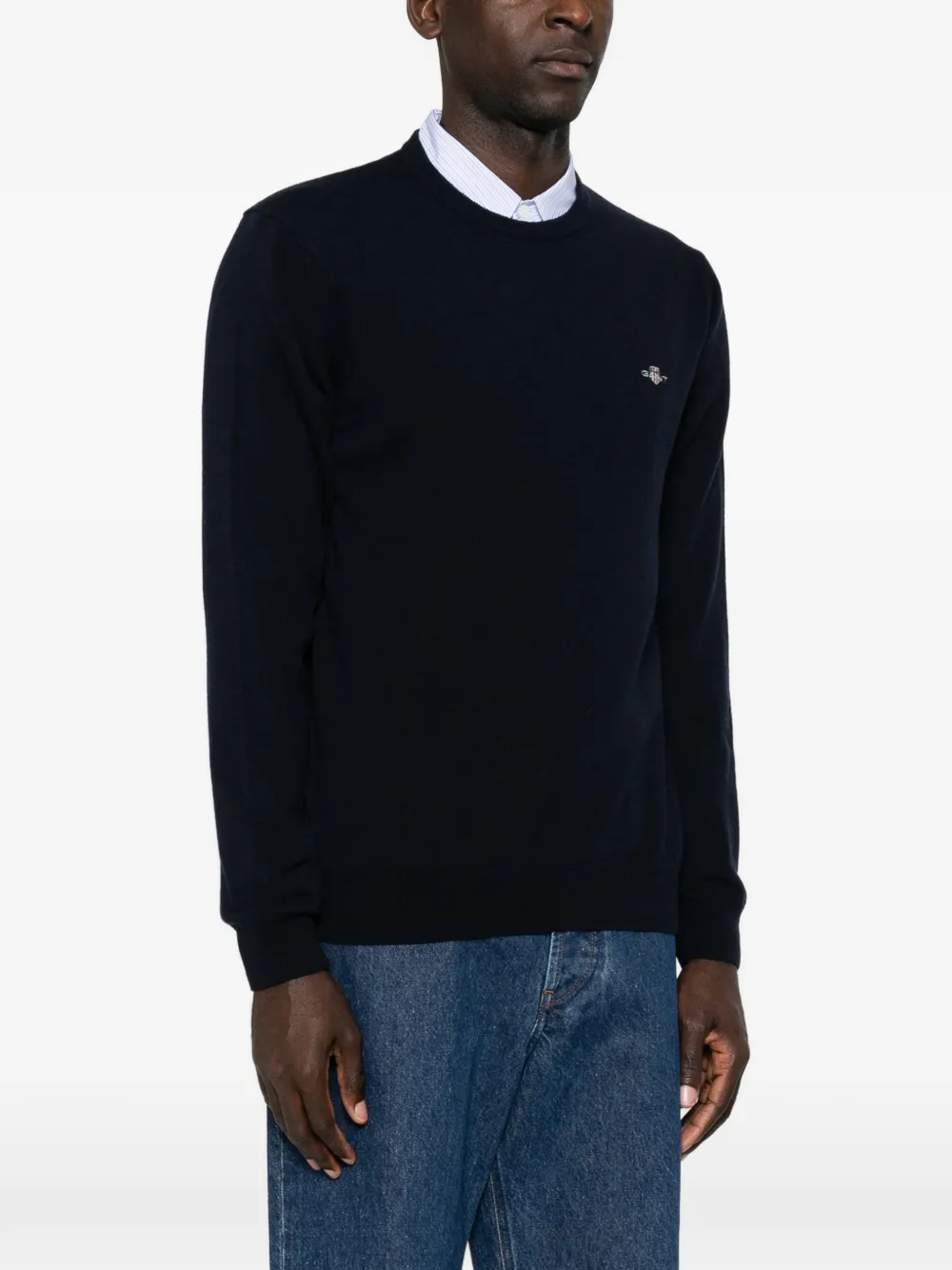 Gant Lamswollen trui met ronde hals Blauw