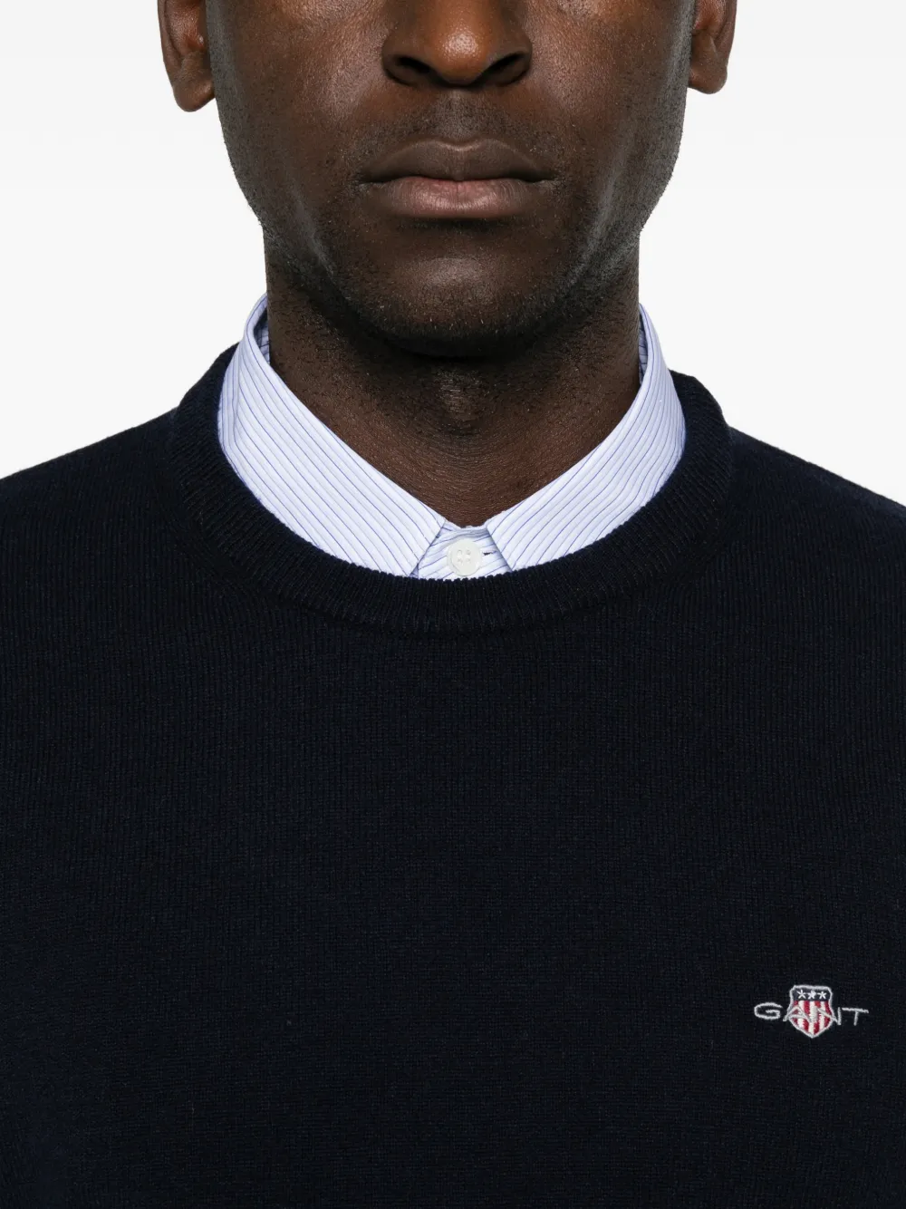 Gant Lamswollen trui met ronde hals Blauw