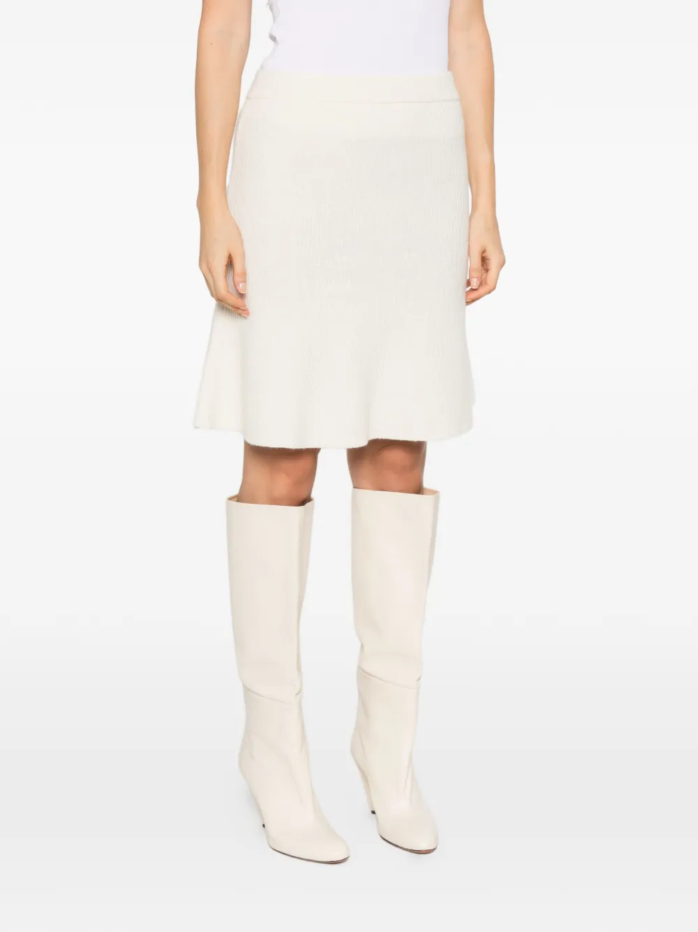 Gant wool ribbed-knit skirt Beige