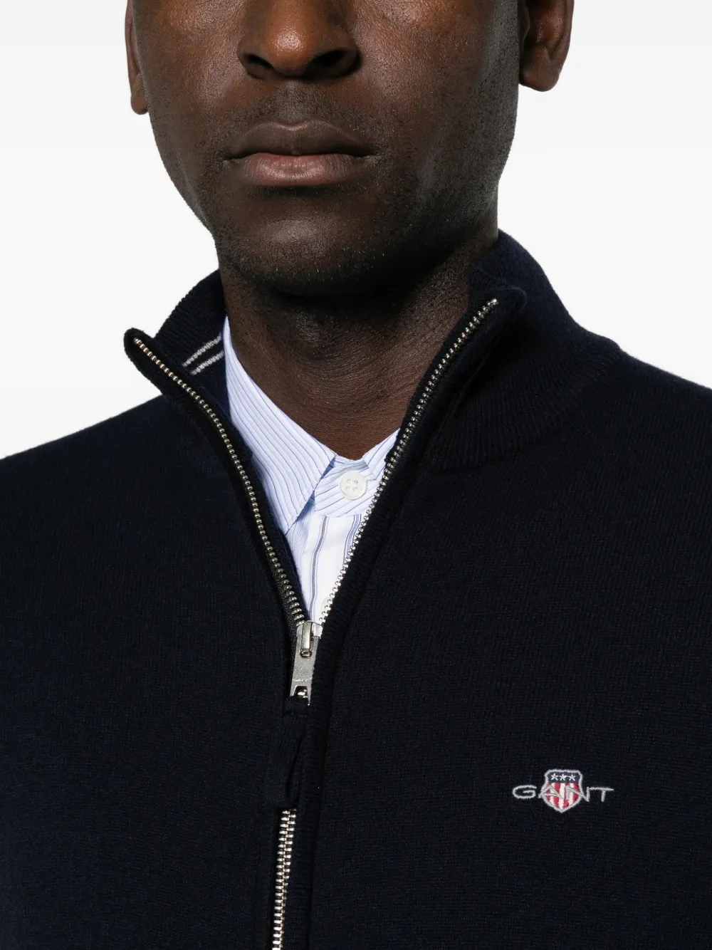 Gant Lamswollen vest met rits Blauw