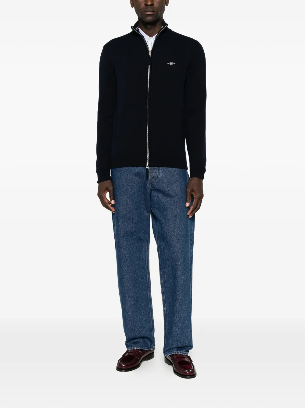 Gant Lamswollen vest met rits Blauw