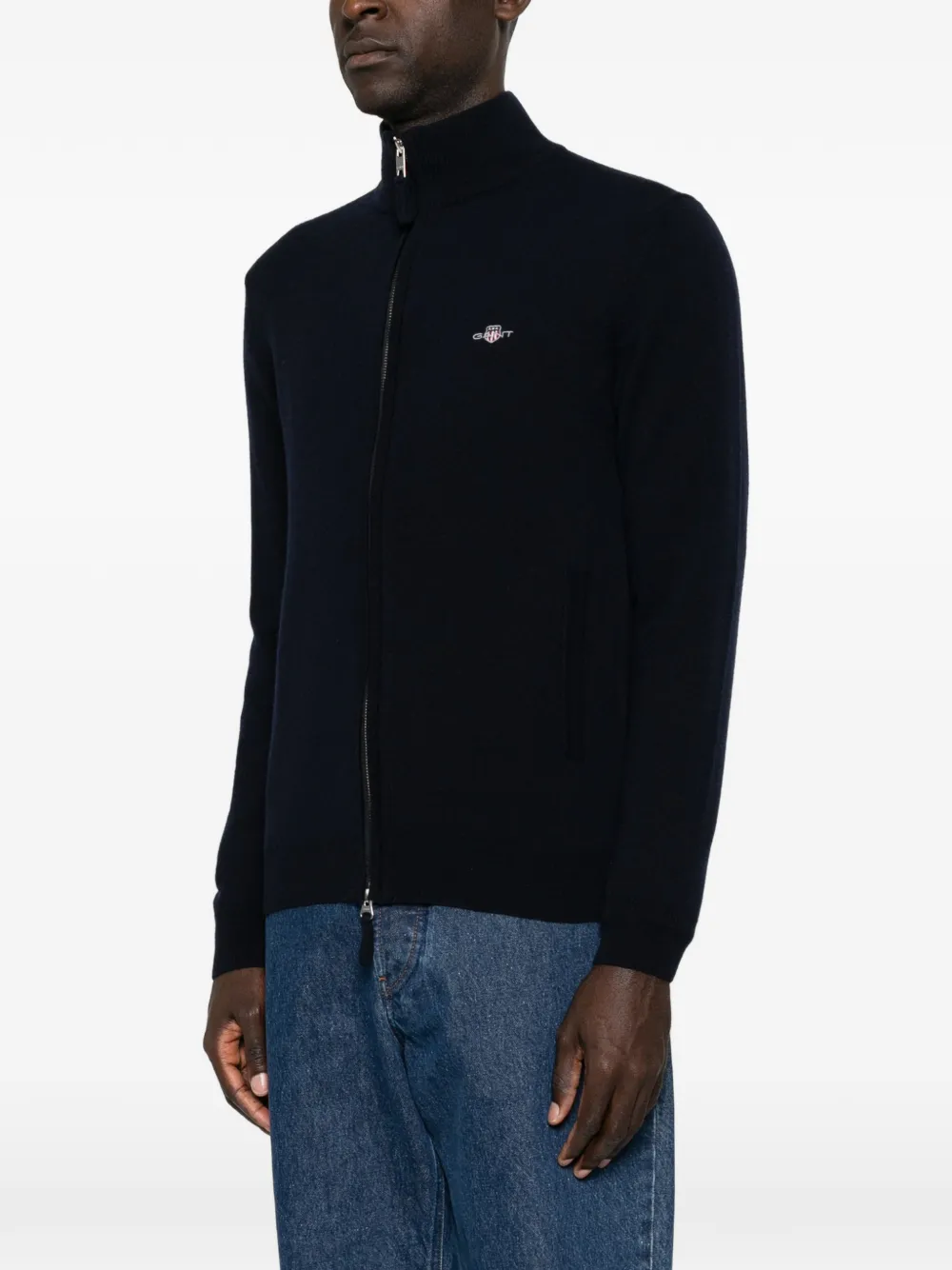 Gant Lamswollen vest met rits Blauw