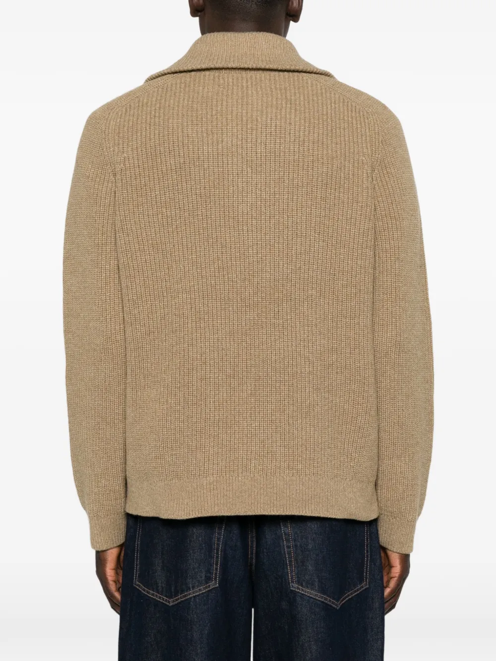 SAMSOE Sarick ribbed-knit quarter-zip sweater Grijs