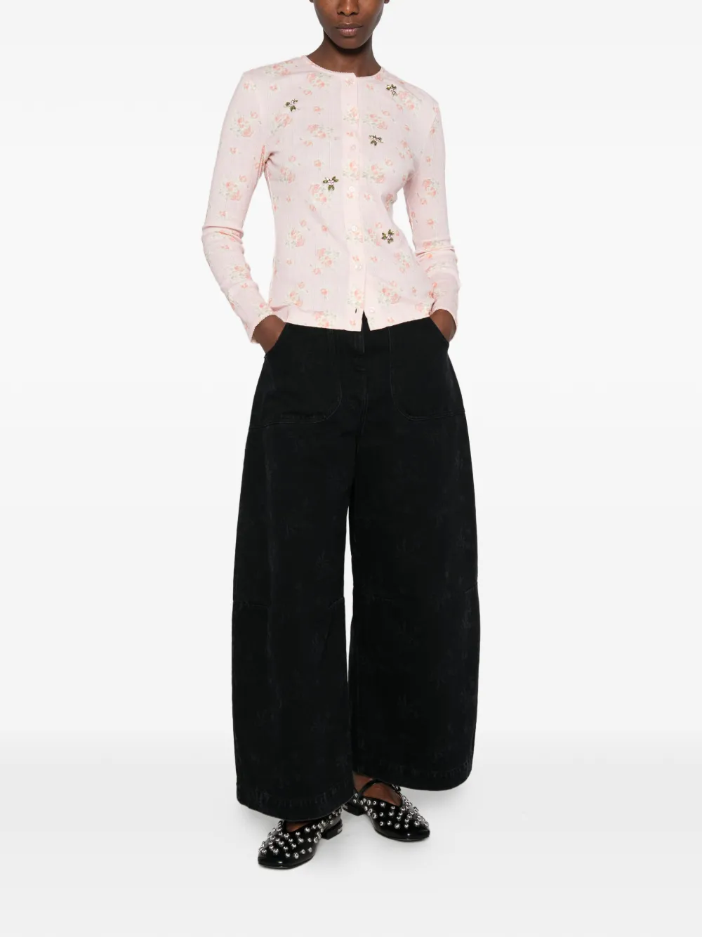 Simone Rocha Vest verfraaid met kristallen en bloemenprint Roze