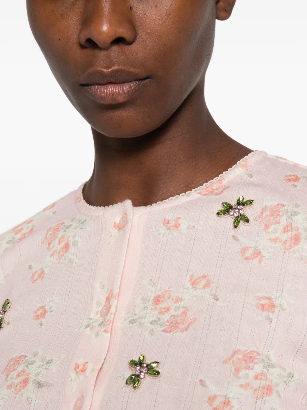 Simone Rocha Vest verfraaid met kristallen en bloemenprint Roze