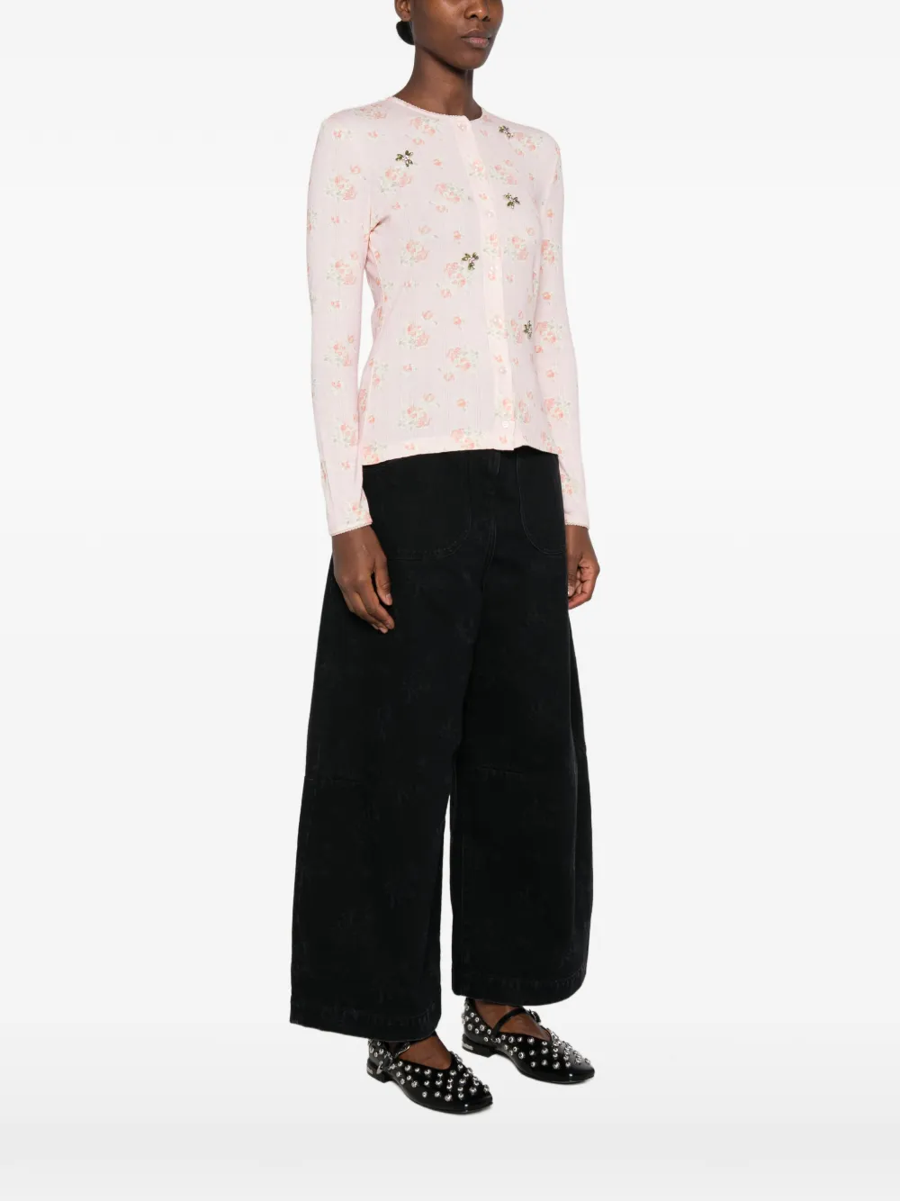 Simone Rocha Vest verfraaid met kristallen en bloemenprint Roze