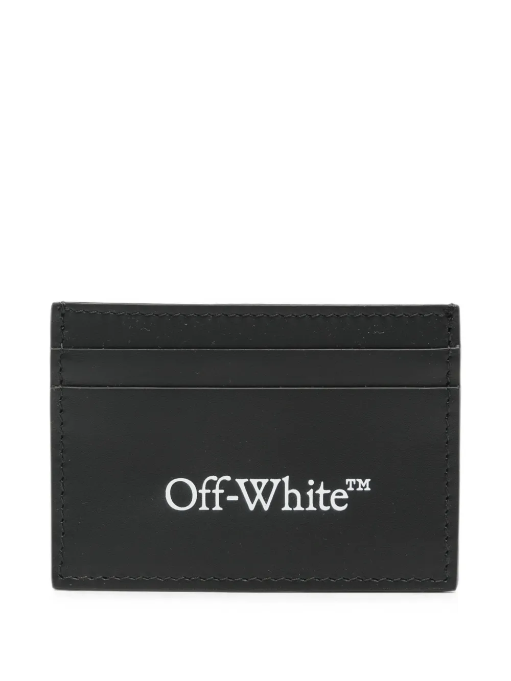 Off-White Bookish logo-print leather cardholder - Nero