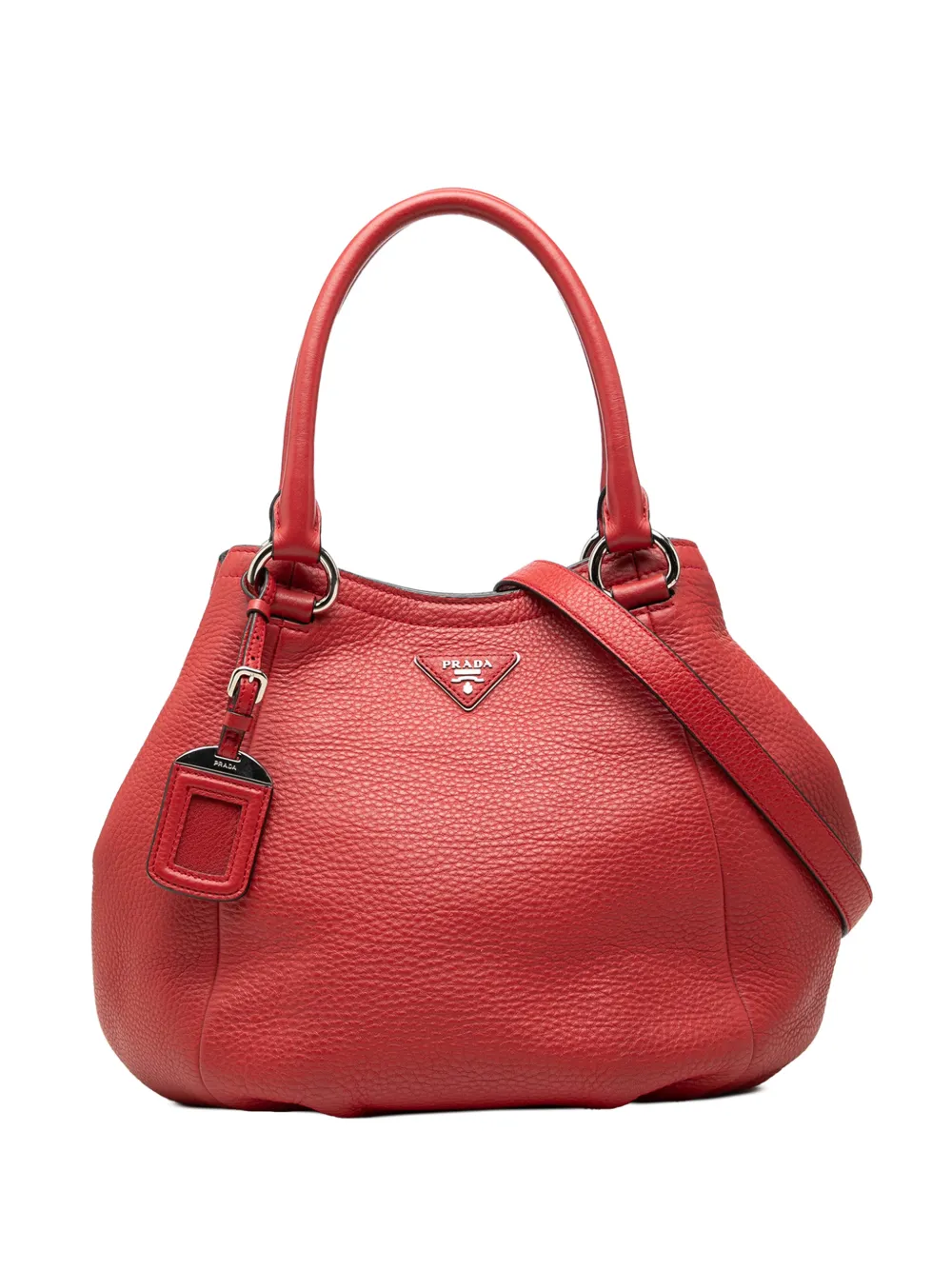 Prada Pre-Owned 2010-2026 Vitello Daino Open Convertible Tote Satchel-Tasche - Rot