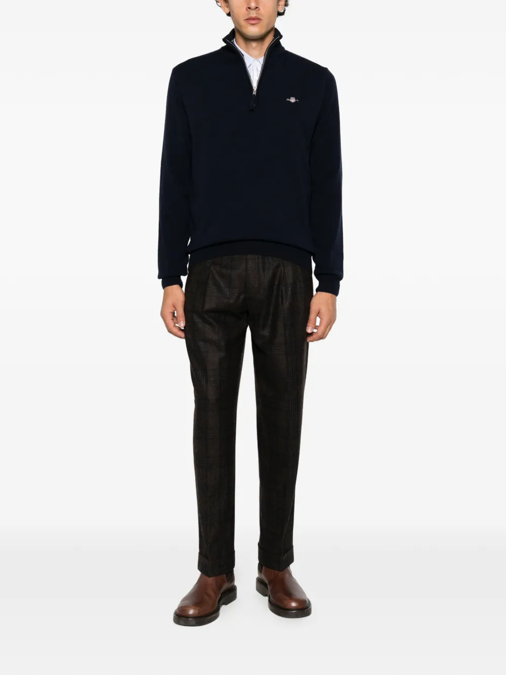 Gant quarter-zip wool sweater Blauw